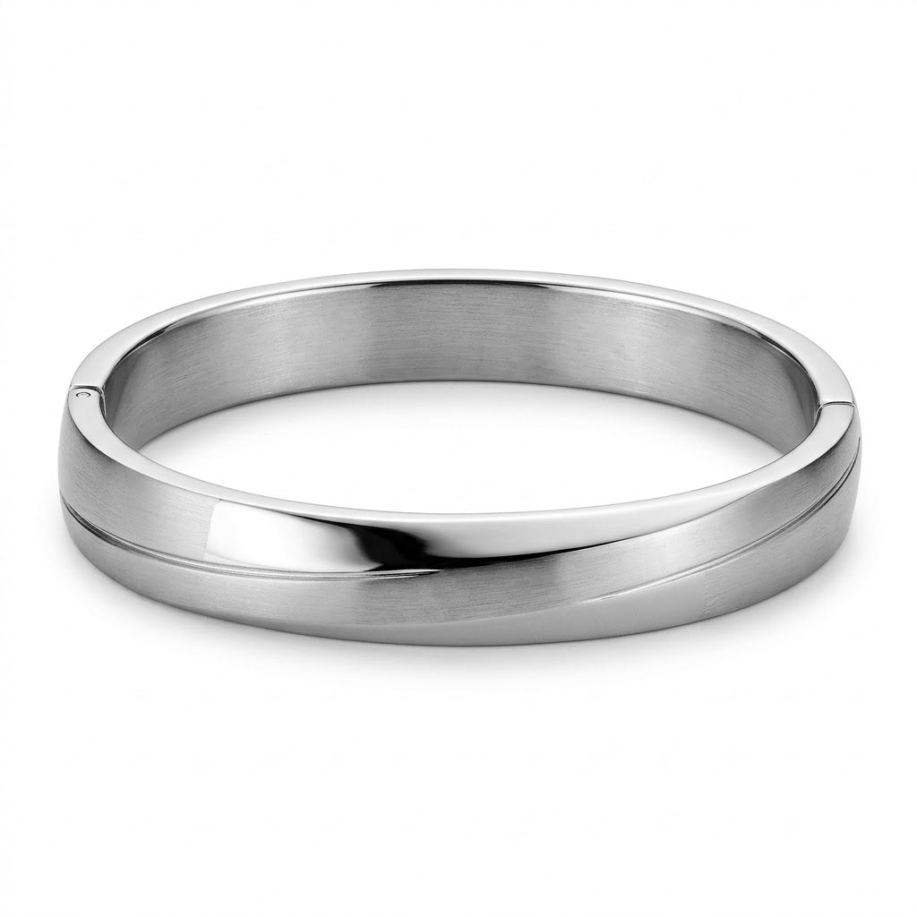 Polished & Matte Bangle Stainless Steel Bracelet