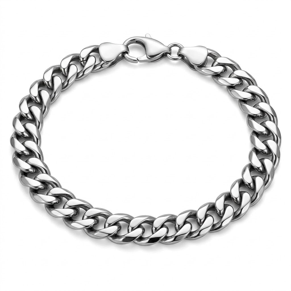 Polished Stainless Steel Curb Chain Bracelet