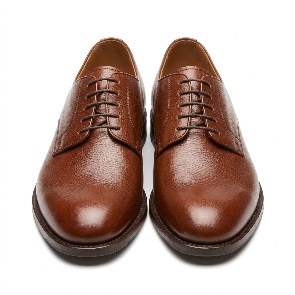 Rich Brown Leather Derby Shoes