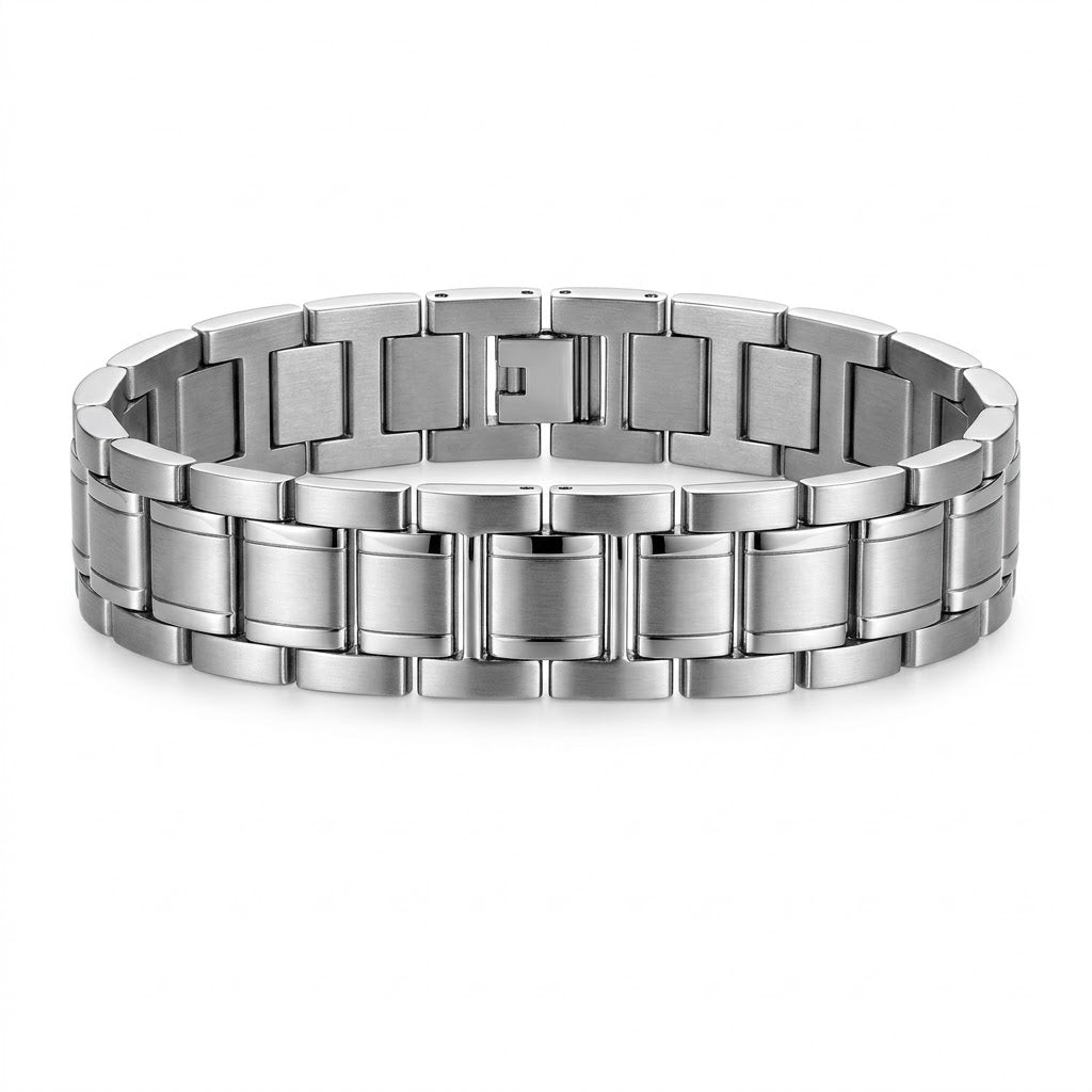 Matte & Polished Link Stainless Steel Bracelet