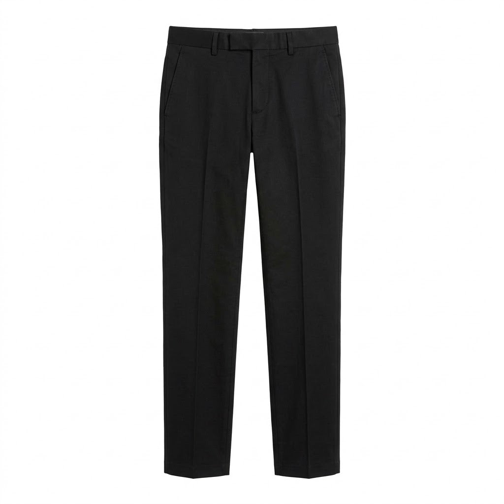 Tailored Black Stretch Cotton Trousers