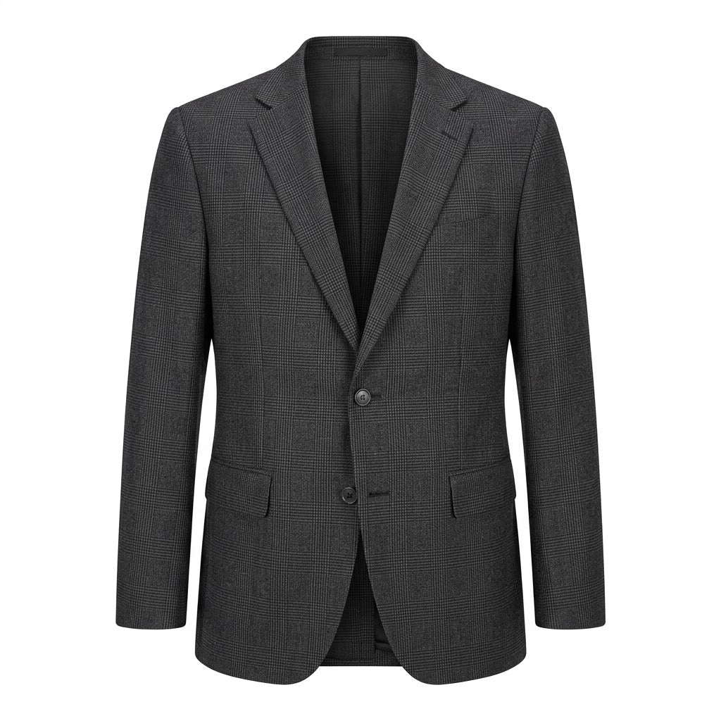 Charcoal Grey Prince of Wales Check Blazer